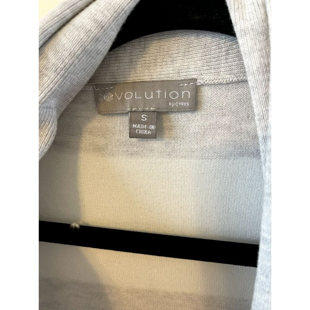 Evolution by Cyrus Cardigan Striped Sweater Womens S Open Front Gray/White Soft - Picture 4 of 4